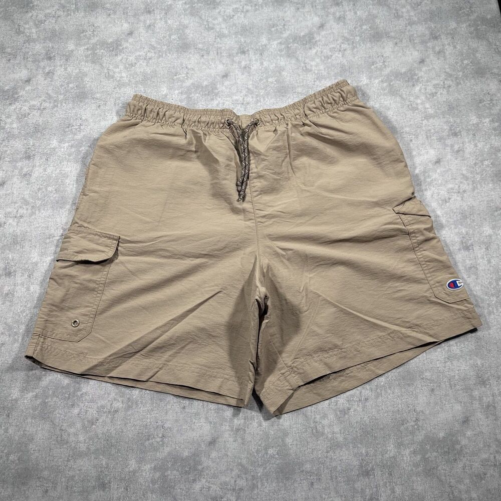 Champion Authentic Activewear Mens Large Tan Cargo Nylon Athletic Shorts